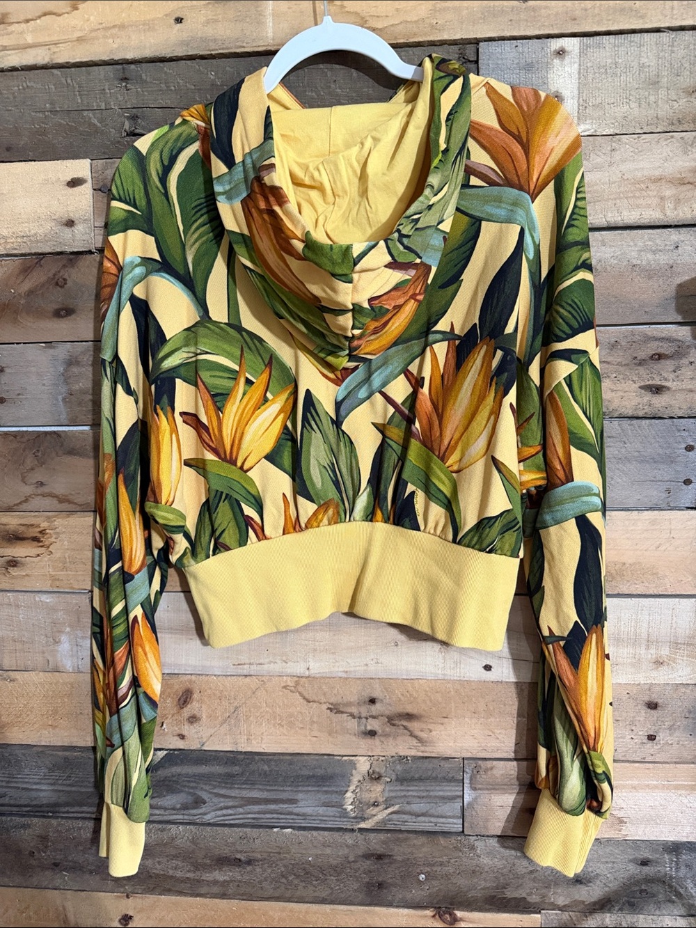 Adidas x Farm Rio Crop Hoodie - Yellow - Picture 3 of 4